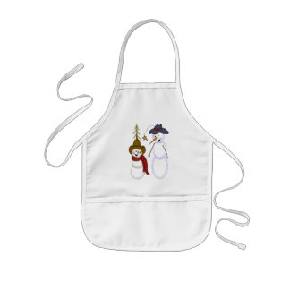 Cute Folk Art Cowboy Snowman Kids Apron