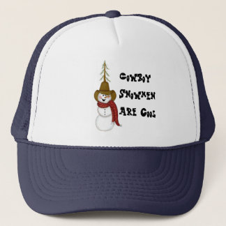 Cute Folk Art Cowboy Snowman Trucker Hat