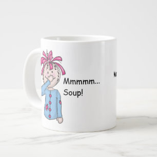Cute Folk Art Rag Doll Soup Personalise Large Coffee Mug