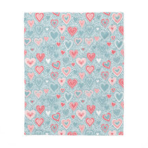  Cute Folk Floral Heart Dusty Blue Blush Pink Girl