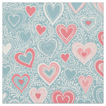 Cute Folk Floral Heart Dusty Blue Pink Baby Shower