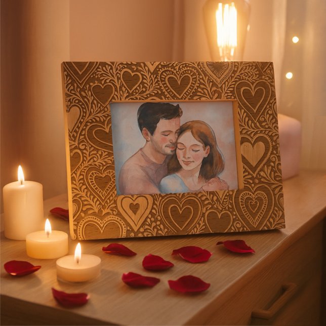  Cute Folk Hearts & Foliage Wedding Valentines Day Etched Frames (Creator Uploaded)