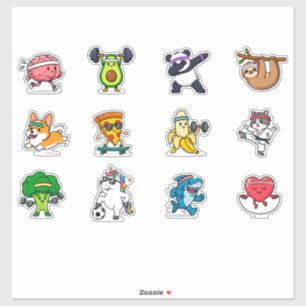 Cute Food Animal Fitness Sticker Set 🥑