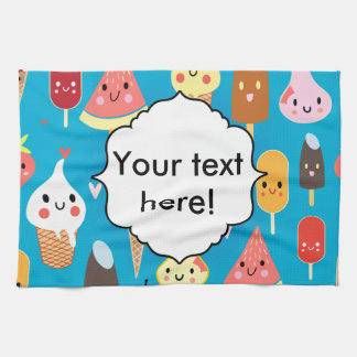 Cute food characters clipart tea towel