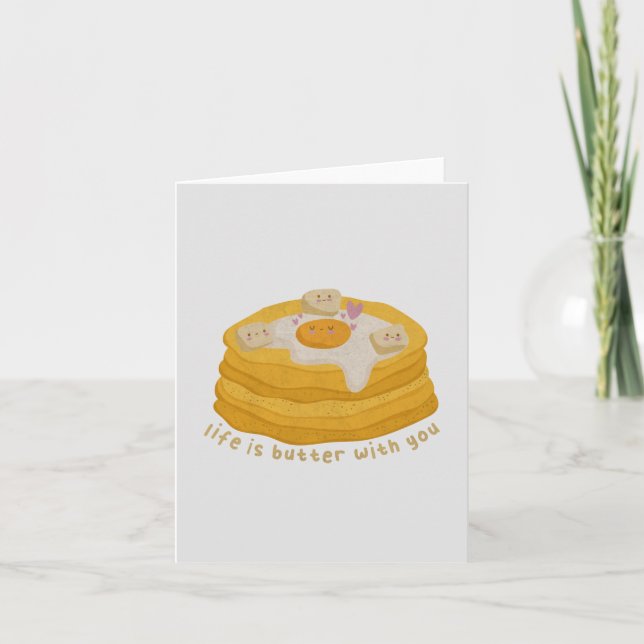 Cute Food Pun: Life is Butter with You Note Card (Front)
