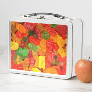 cute foodie rainbow colourful candy Gummy Bear Metal Lunch Box