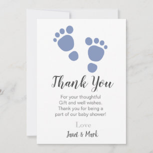 Cute Foot Print Baby Shower Thank You Card