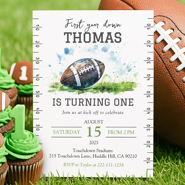 Cute Football 1st Birthday Invitation (Creator Uploaded)