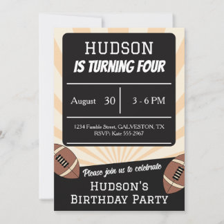 Cute Football Baby Boys Kids Birthday Party Invitation