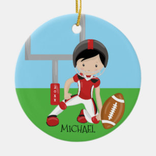 Cute Football Player Personalised Christmas Ceramic Tree Decoration