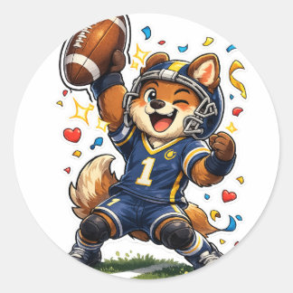 CUTE FOOTBALL PUPPY TOUCHDOWN STICKER