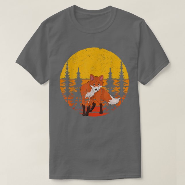 Cute Forest Animal Fo Lover Retro Nature Trees Fo  T-Shirt (Design Front)