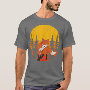 Cute Forest Animal Fo Lover Retro Nature Trees Fo  T-Shirt