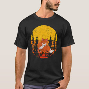 Cute Forest Animal Fox Retro Nature Trees Fox T-Shirt
