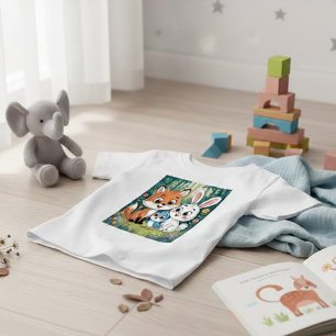 Cute Forest Animal Friends Kids Cartoon Design Baby T-Shirt