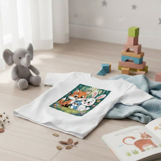Cute Forest Animal Friends Kids Cartoon Design Baby T-Shirt
