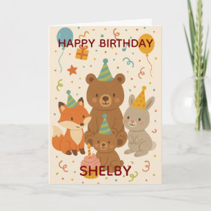 Cute Forest Animals Custom Birthday Card