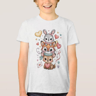 Cute forest animals for Valentine's Day Tri-Blend Shirt