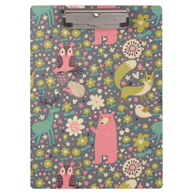 Cute Forest Animals Pattern Clipboard (Front)