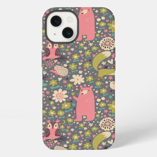 Cute Forest Animals Pattern iPhone Case (Back)