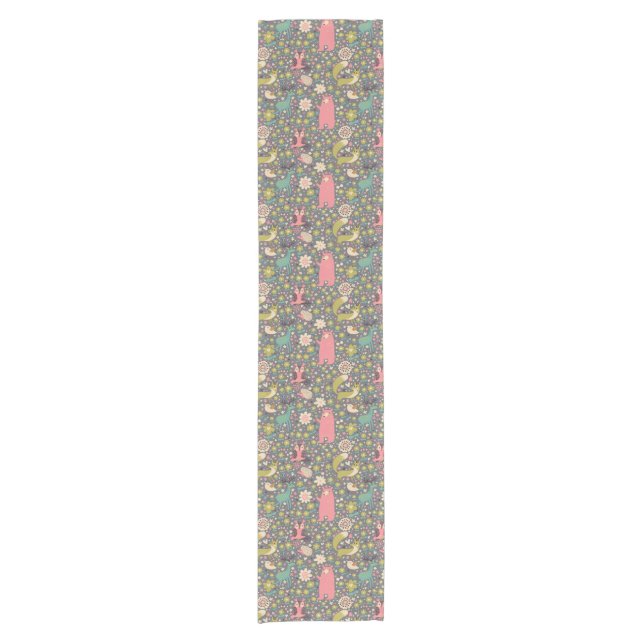 Cute Forest Animals Pattern Short Table Runner (Front)