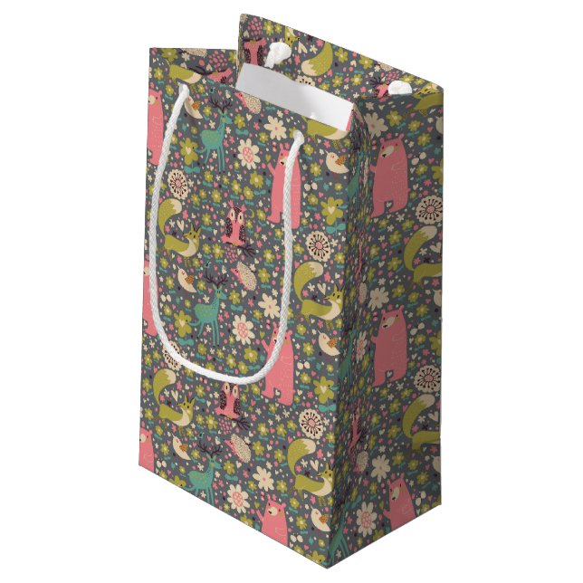 Cute Forest Animals Pattern Small Gift Bag (Back Angled)