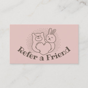 Cute Forest Animals Rustic Kraft Referral Card
