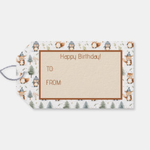 Cute Forest Animals Squirrels in Winter Gift Tags