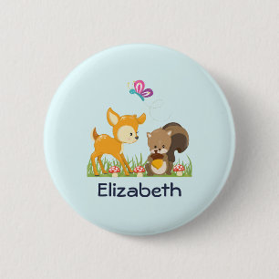 Cute Forest Animals Whimsical Cartoon 6 Cm Round Badge