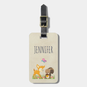 Cute Forest Animals Whimsical Cartoon Luggage Tag