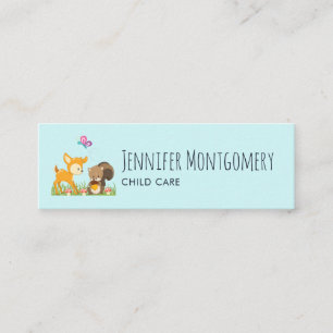 Cute Forest Animals Whimsical Cartoon Mini Business Card