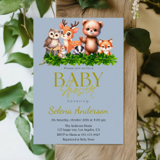Cute Forest Animals - Woddland Baby Shower Invitation