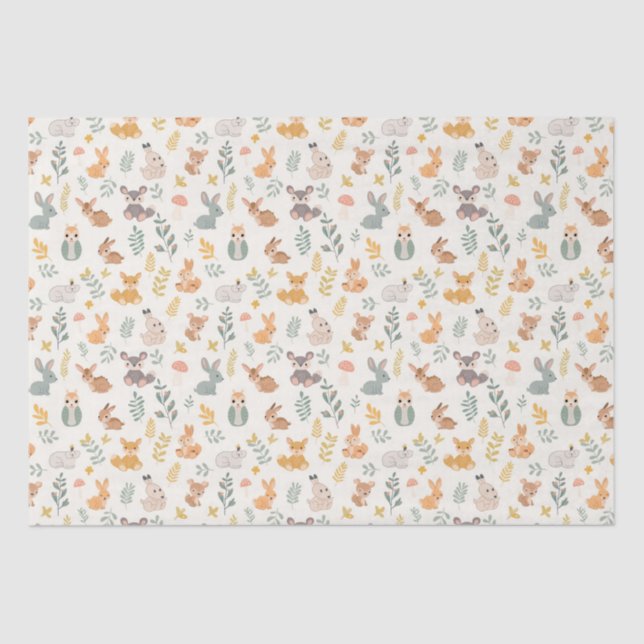 Cute Forest Baby Animals Tissue Paper (Front)