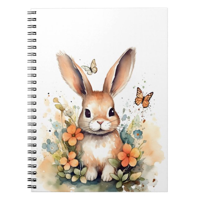 Cute Forest baby bunny Pints Nursery Art Notebook (Front)