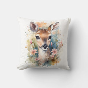 Cute Forest Baby Dear Pints Nursery Art Cushion