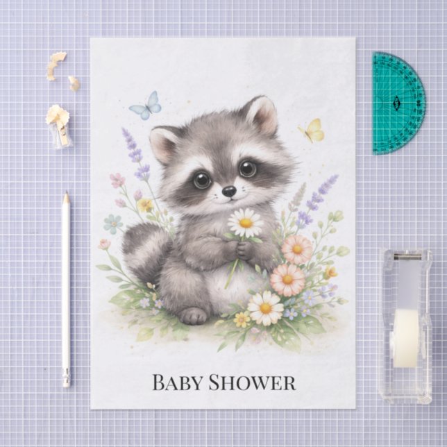 Cute Forest Baby Raccoon Baby Shower Tissue Paper (Craft)
