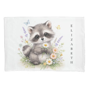 Cute Forest Baby Racoon Baby Shower Gift Pillowcase