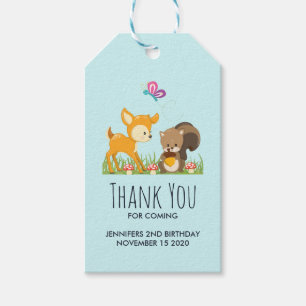 Cute Forest Creatures Happy Cartoon Thank You Gift Tags