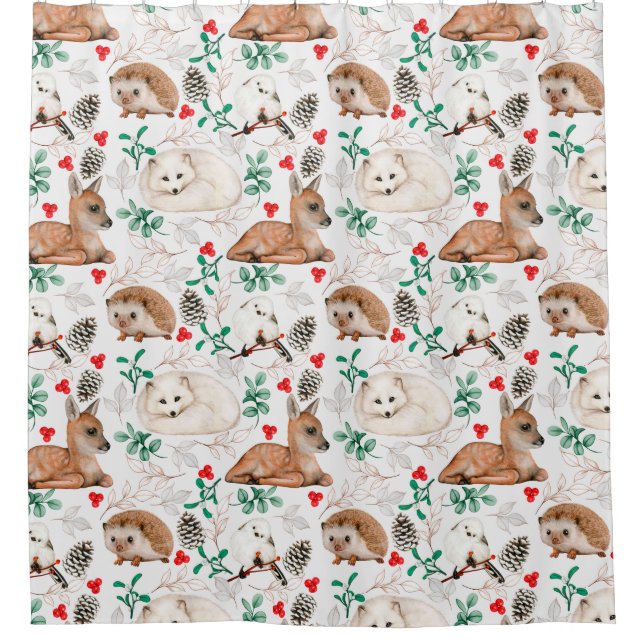 Cute Forest Critters Shower Curtain (Front)
