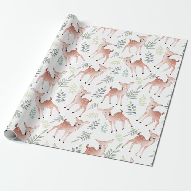 Cute Forest Critters Wrapping Paper (Unrolled)
