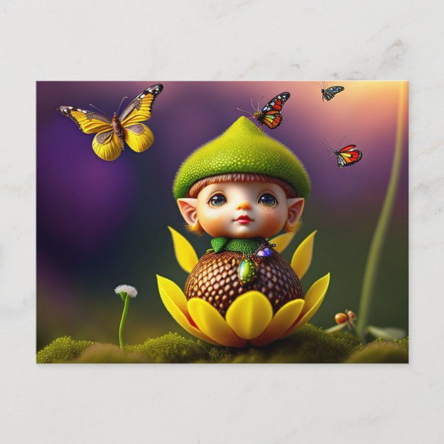 Cute Forest Elf, Postcard for Postcrossing (Front)