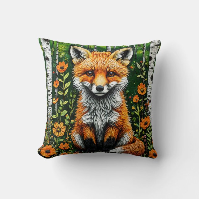 🦊🌲 Cute Forest Fox Cosy Decor Gift ✨ Cushion (Front)