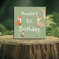 Cute Forest Friends Birthday Invitation 