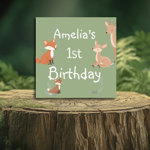 Cute Forest Friends Birthday Invitation 