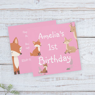 Cute Forest Friends Birthday Invitation