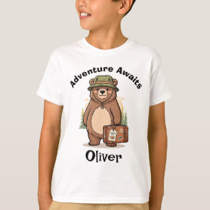 Cute Forest Grizzly with Hiking Hat  T-Shirt