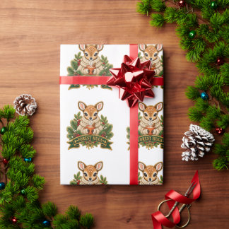 Cute Forest Hugs Baby Deer Holiday Wrapping Paper