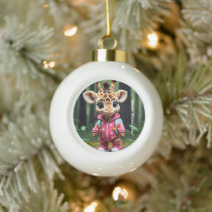 "Cute Forest Journey" Ceramic Ball Christmas Ornament