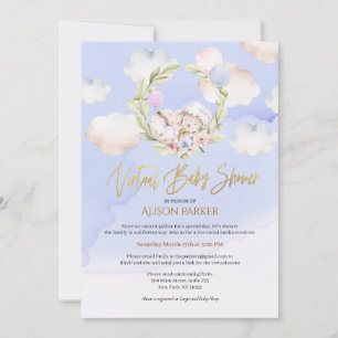 Cute Forest Rabbit Blue Sky Virtual Baby Shower Invitation
