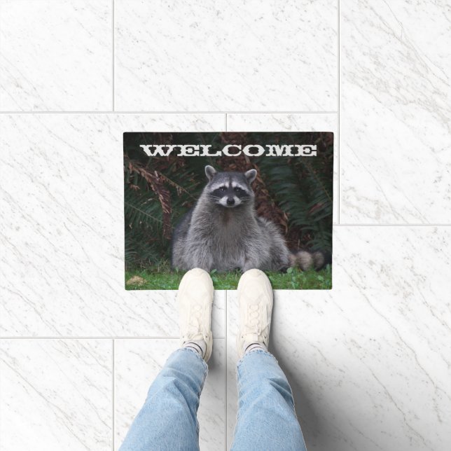 Cute Forest Racoon Photo Welcome Doormat (Indoor)